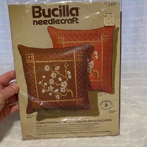 Bucilla Needlecraft Floral Pillow Kit in Rich Brown and Gold